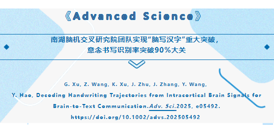 【研發(fā)前沿】南湖腦機(jī)交叉研究院團(tuán)隊(duì)實(shí)現(xiàn)“腦寫漢字”重大突破，意念書寫識(shí)別率突破90%大關(guān)-江蘇網(wǎng)站制作